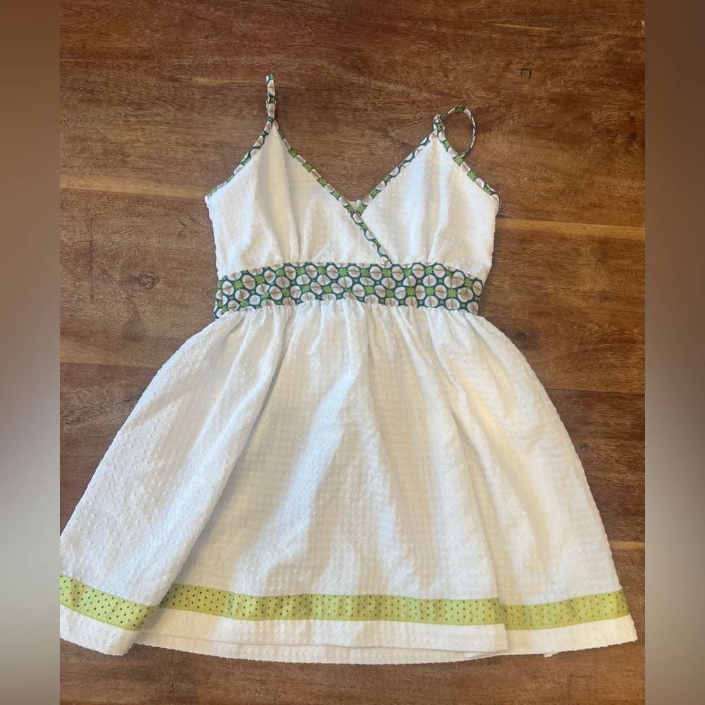 Matilda‎ Jane White & Green Spaghetti Strap Sundress - Kids Size 8
